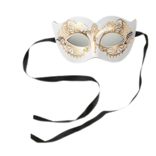Mask Leather White with Gold Ea LIMITED STOCK