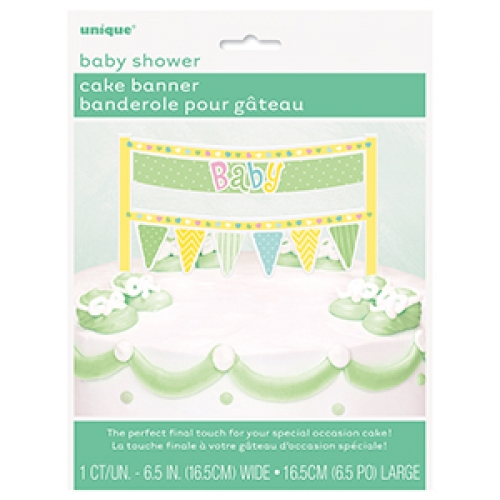 Cake Banner 16.5cm Baby Shower Polka Dots ea LIMITED STOCK