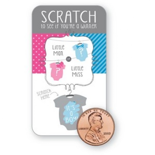 Bow or Bowtie Scratch Cards 8x5cm It's a Boy pk 12 CLEARANCE