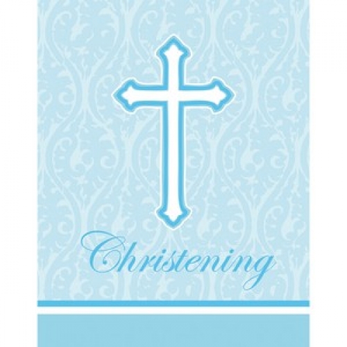 Faith Blue Christening Invitation Pk 8 CLEARANCE