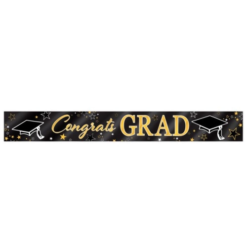 Graduation Banner Congrats Grad 18cm x 1.5m Ea