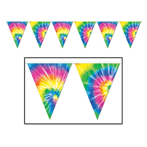 60's Tie Dyed Pennant Banner Ea
