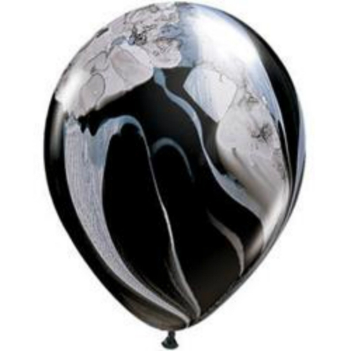 Balloon Latex 28cm SuperAgate Black & White pk 25 LIMITED STOCK