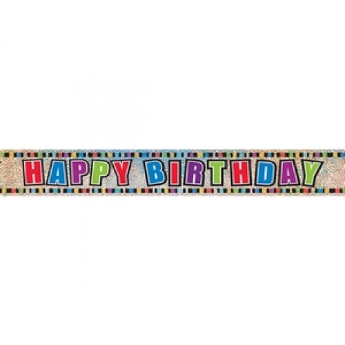 Banner Foil 3.6m Prismatic Happy Birthday ea