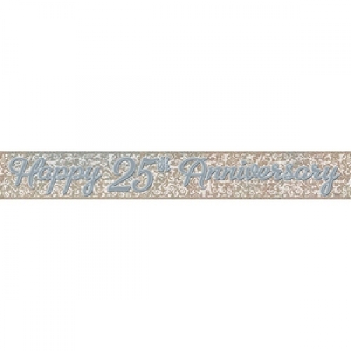 Banner Foil 3.6m Prismatic Happy 25th Anniversary ea LIMITED STOCK