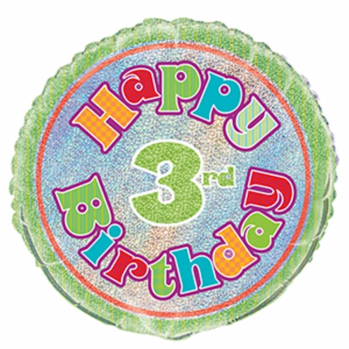 Balloon Foil 45cm Prismatic Happy 3rd Birthday Ea
