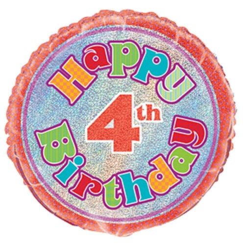 Balloon Foil 45cm Prismatic Happy 4th Birthday Ea