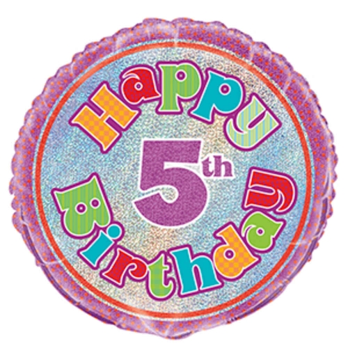 Balloon Foil 45cm Prismatic Happy 5th Birthday Ea
