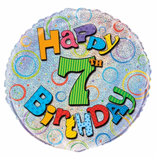 Balloon Foil 45cm Prismatic Happy 7th Birthday Ea