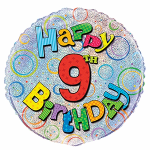 Balloon Foil 45cm Prismatic Happy 9th Birthday Ea