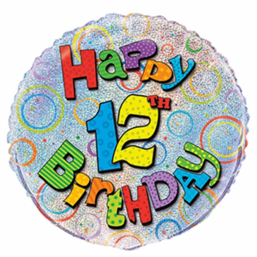 Balloon Foil 45cm Prismatic Happy 12th Birthday Ea