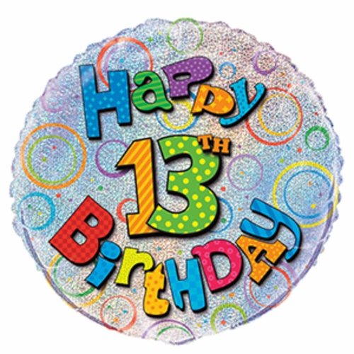 Balloon Foil 45cm Prismatic Happy 13th Birthday Ea