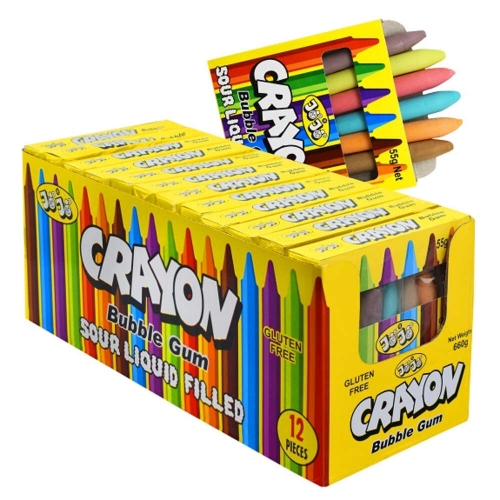 Candy Crayon Bubble Gum 55g Pk 6
