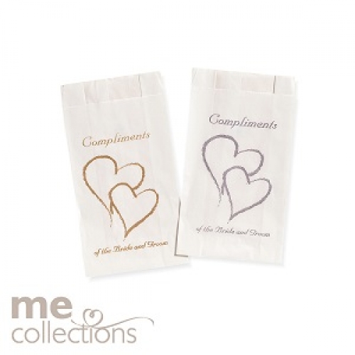 Wedding Cake Bag Twin Hearts with Compliments Pkt 50 LIMITED STOCK