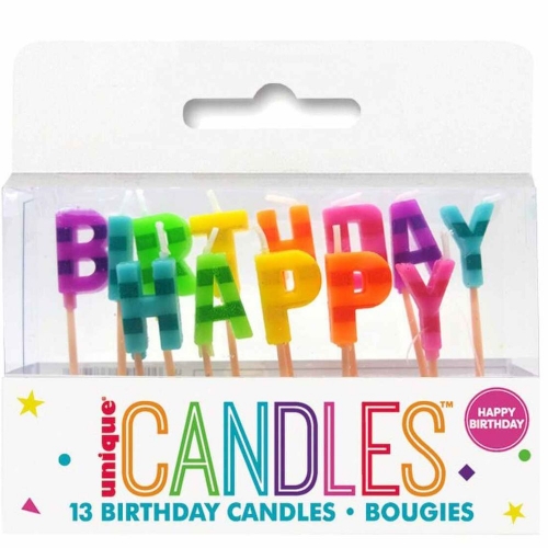 Candle Pick 2.5cm Happy Birthday pk 13