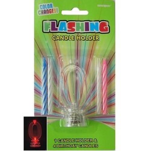 Candle 0 Spiral with Flashing Holder 5.5cm Pk 5 CLEARANCE