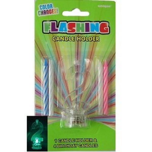 Candle 2 Spiral with Flashing Holder 5.5cm Pk 5 CLEARANCE