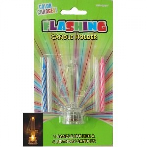 Candle 4 Spiral with Flashing Holder 5.5cm Pk 5 CLEARANCE