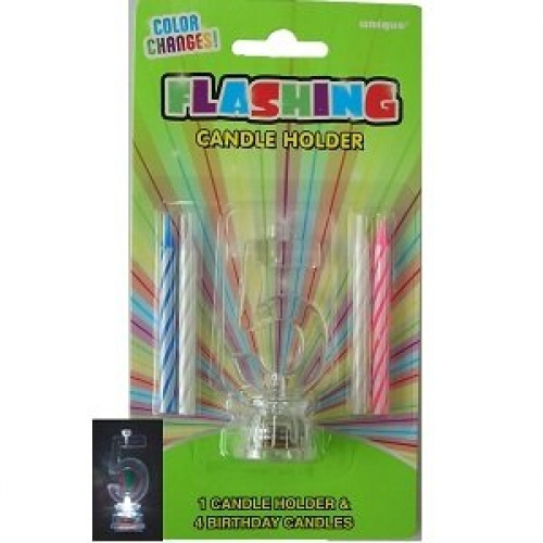 Candle 5 Spiral with Flashing Holder 5.5cm Pk 5 CLEARANCE