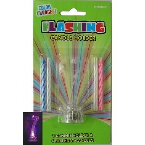 Candle 7 Spiral with Flashing Holder 5.5cm Pk 5 CLEARANCE
