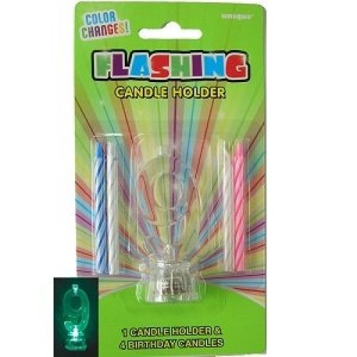 Candle 9 Spiral with Flashing Holder 5.5cm Pk 5 CLEARANCE