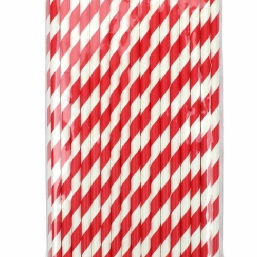 Straw Paper Red &White Striped Ct 2500 Regular