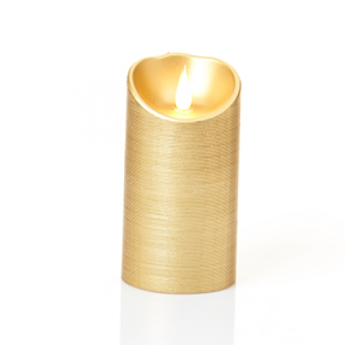 Candle Pole Gold LED with Moving Flame 7.5 x 15cm Ea