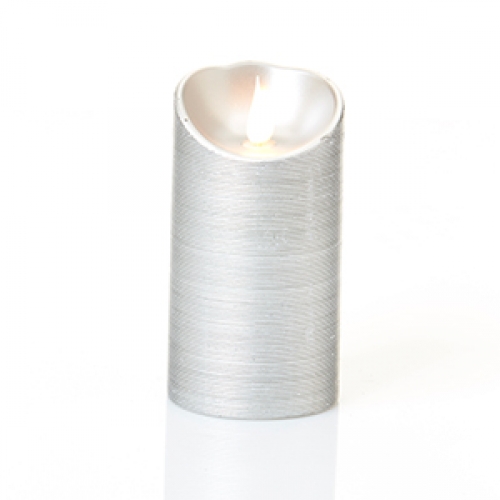 Candle Pole Silver LED with Moving Flame 7.5 x 15cm Ea