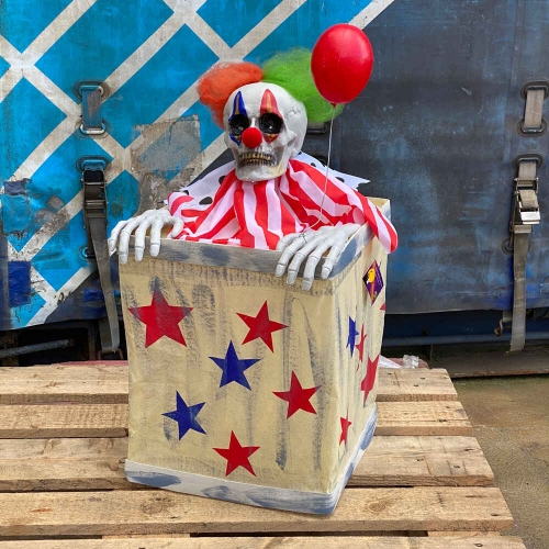Clown in a box with Light, Sound and Movement 80cm Ea LIMITED STOCK
