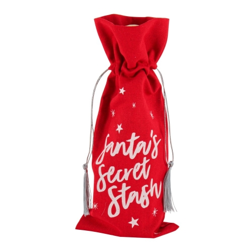 Christmas Bottle Bag Cloth Assorted ea LIMITED STOCK