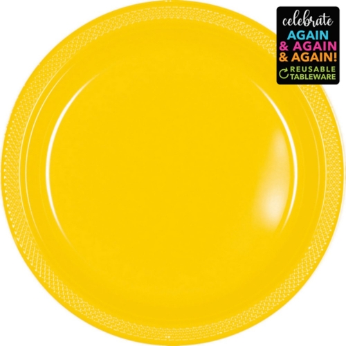 Plate Dinner 22cm Yellow pk 20 CLEARANCE