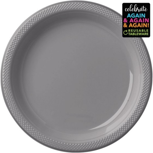 Plate Snack 17cm Metallic Silver pk 20 CLEARANCE