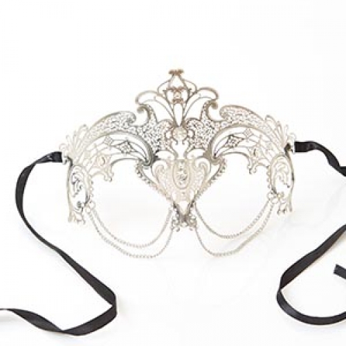 Mask Metal Silver with Chains Ea