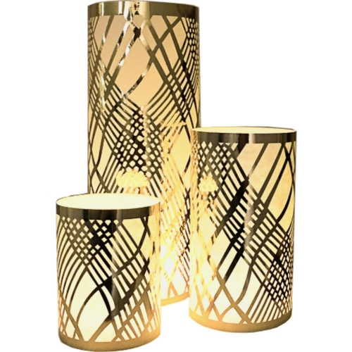 Table Decoration Weave Gold with LED pk 3