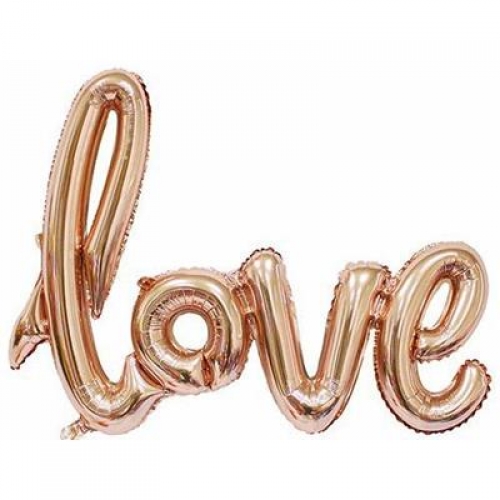 Balloon Foil Script Word LOVE Rose Gold 78cm Ea