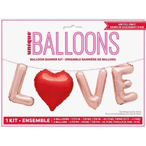Balloon Foil Script LOVE with Heart 2.7m Ea