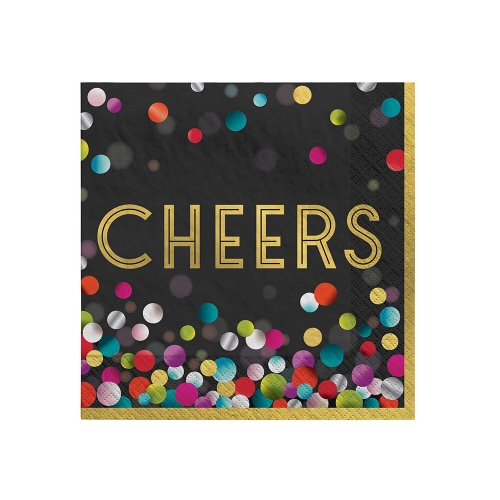 New Year Cheers Confetti Beverage Napkin Pk 40 LIMITED STOCK