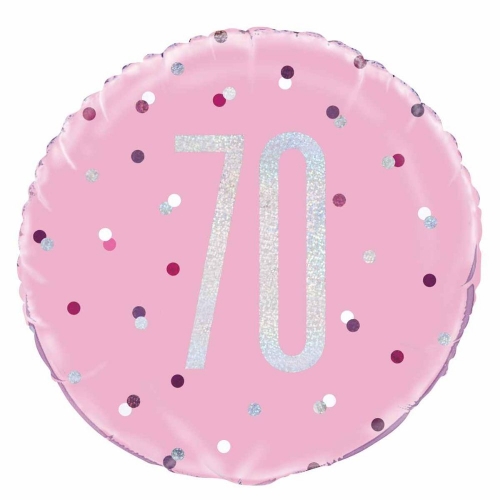 Balloon Foil 45cm Age 70 Prismatic Pink Ea