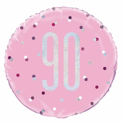 Balloon Foil 45cm Age 90 Prismatic Pink Ea CLEARANCE