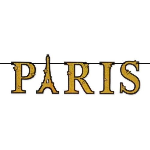 Paris Streamer Glitter Banner 1.2m Ea