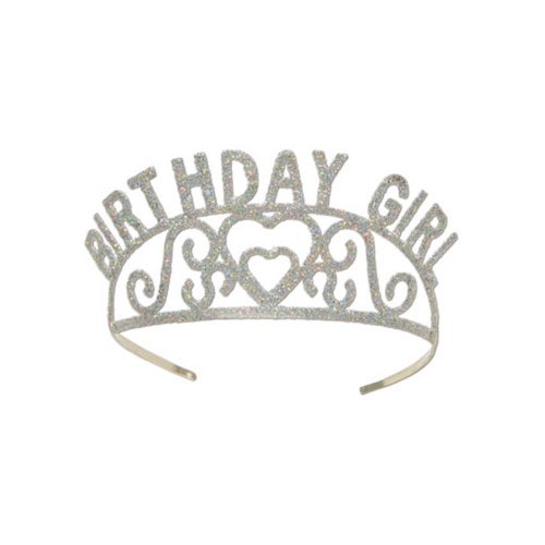 Tiara Birthday Girl Siver Glitter Ea