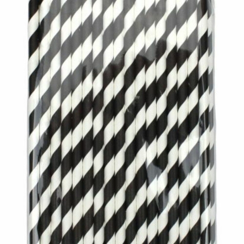 Straw Paper Regular Black & White Striped Ct 2500