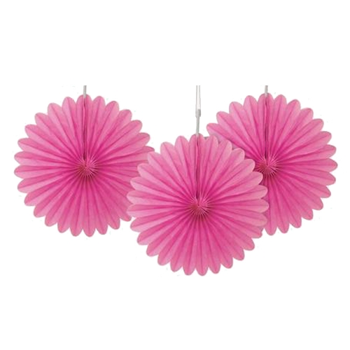 Decorative Fan 15cm Hot Pink pk 3