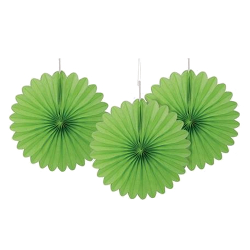 Decorative Fan 15cm Lime Green pk 3
