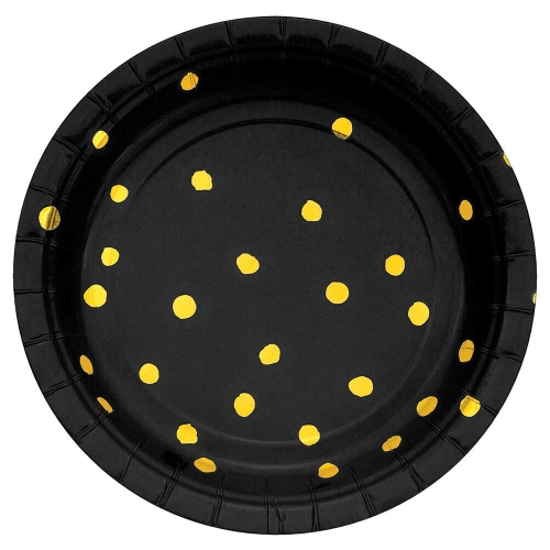 Plate Black and Gold Foil Plate 17cm pk 8 LIMITED STOCK