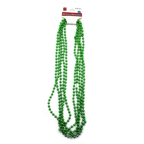Necklace Bead Green Metallic Pk 5