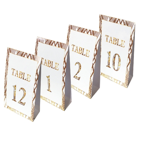 Table Numbers Weave Gold pk 12