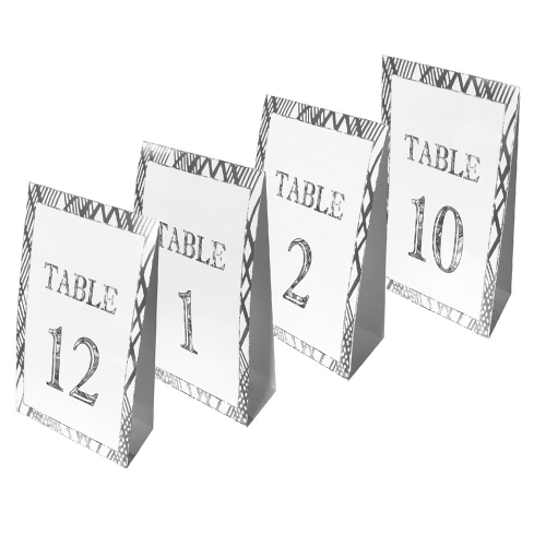 Table Numbers Weave Silver pk 12