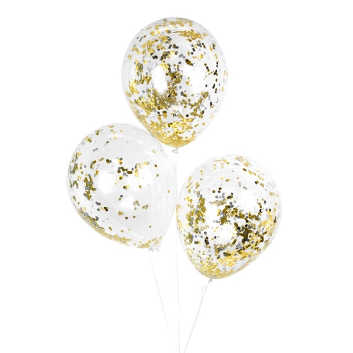 Confetti Balloon 40cm Gold and Silver Uninflated Pk 3
