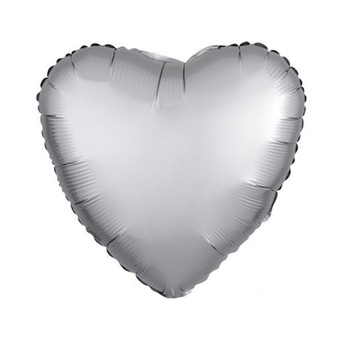 Balloon Foil 45cm Heart Satin Luxe Platinum Ea